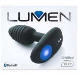 Черный интерактивный ребристый вибратор «OhMiBod Lumen» с подсветкой