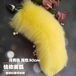 Анальная пробка с хвостом из натурально меха Sitabella (лимоный)