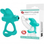 Эрекционное виброкольцо «Pretty Love Passionate Dante» c ушками, цвет бирюзовый