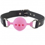 Кляп с оригинальным кожаным ремешком и розовым шариком 3391-1