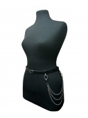 Ремень кожаный черный Sexy Arsenal с цепочкой [300-22]