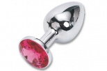 Анальнная пробка "Vandersex"металл,мини ,светло-розовый кристал Silver