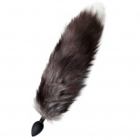 Анальная втулка с хвостом чернобурой лисы POPO Pleasure by TOYFA, M, силикон, черная