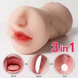 Мастурбатор 3в1 мужской, двусторонний (вагина, анал, рот), реалистичный