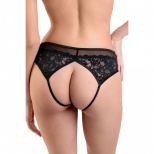 Эротические трусики с доступом «Magali» из прозрачной сетки и кружева, размер 42-44, цвет черный