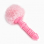 Анальная пробка с мехом, втулка силикон, 130×26 мм, хвост 65 мм, кольца, розовый