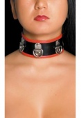 Ошейник кожа черно-красный