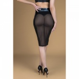 Юбка-карандаш с полупрозрачной попой из материала wet look, цвет черный, размер S/M Le Frivole