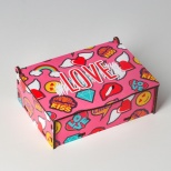 Ящик деревянный подарочный 15х10х5 см "LOVE, любовь, сердце, ПОП арт", шкатулка