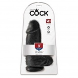 Фаллоимитатор реалистик с мошонкой на присоске King Cock 9 Chubby, черный PD5532-23