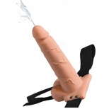 Полый страпон с функцией эякуляции 7.5 Hollow Squirting Strap-On with Balls Flesh, телесный
