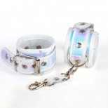 Наручники из кожи с перламутровыми вставками Sitabella, белые