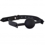 Кляп шар/трензель на кожаном ремешке с пряжкой Sitabella, черный 3396-1