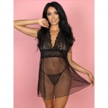 Эротическая прозрачная комбинация с кружевным верхом и обнаженной спинкой «Castalia» размер S/M