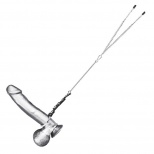 Кольцо на член с зажимами для сосков, серебристое