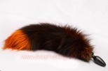 Анальная пробка чёрного цвета D 60 mm с тонированным лисьим хвостом