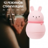 Вибратор волновой клиторальный Rabbit, 12 режимов, АКБ, ЗУ USB, розовый