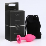 Анальная пробка Оки- Чпоки, Soft силикон, кристалл розовый, D = 28 мм, розовый