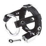 Кольцо на пенис с креплением за мошонку, черное