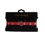 Чокер красный с черным кружевом CH-24024