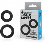 Набор из 2 силиконовых эрекционных колец разного диаметра, цвет черный, Sex Expert SEM-55187