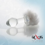 Втулка анальная с белым хвостиком, 9,5 см