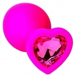 Анальная пробка "Vandersex" силикон, кристалл розовый  , сердце S, Pink