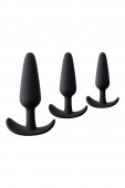 Набор анальных втулок TOYFA POPO Pleasure Eridani, силикон, черный, 3 шт.