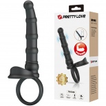 Вибронасадка на пенис для двойного проникновения «Pretty Love Tatum», цвет черный, материал силикон,