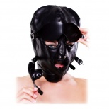 ШЛЕМ С КЛЯПОМ И ШНУРОВКОЙ СЗАДИ КОЖА ЧЕРНЫЙ