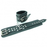 Наручники из кожи с пряжкой 6 см, черные