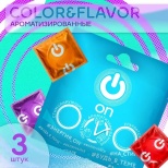 Цветные ароматизированные презервативы ON Fruit Color - 3 шт./шоколад/банан/клубника
