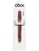 ДВОЙНОЙ ФАЛЛОИМИТАТОР КОРИЧНЕВЫЙ KING COCK 12 SLIM DOUBLE DILDO
