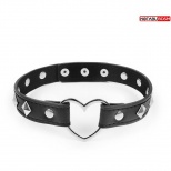 Черный ошейник с сердечком и металлическими кнопками, Notabu NTB-80557