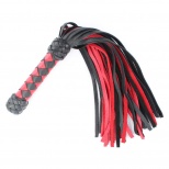 Классическая многохвостая плеть с плетеной ручкой укороченная, черно-красная 54040