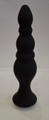 Анальная пробка со стразой ,с вибрацией и дистанционным управлением.Материал-силикон.Черная
