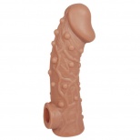 Насадка на пенис с пупырышками и отверстием для мошонки Extreme Sleeve Res 002 M, телесная