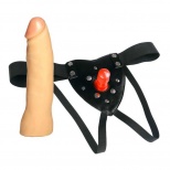 Комплект женские трусики Harness с насадкой 903-03, черный и телесный