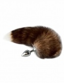 Анальная пробка с хвостом блюфрост, длина хвоста 35 см, коричневый