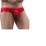 Мужские сексуальные прозрачные трусы красные (XL)