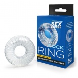 Прозрачное эрекционное кольцо с ребрышками Sex Expert Sem 55280