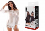 Пеньюар "Evelyn" белый прозрачный с открытыми плечами S/M