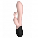 Вибратор с функцией нагрева и клиторальным стимулятором-кроликом Gemini, персиковый