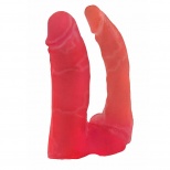 Двойная насадка для страпона гелевая, розовая