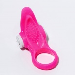 Эрекционное кольцо "Язык", с вибрацией и клиторальной стимуляцией, D=3 см, розовы