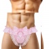 Трусы-брифы мужские с цветочным кружевом, стринги с бантом розовые (M) - Цена Трусы-брифы мужские с цветочным кружевом, стринги с бантом розовые (M)
