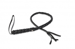 Черный кнут с витой рукояткой