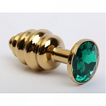 Пробка среднния (М) рифленая золотая цвет стразы в ассортименте