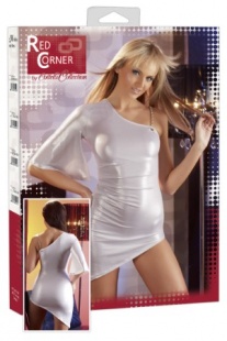 Red Corner миниплатье ассиметрия белое  S-XS 