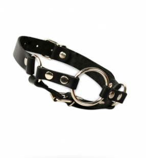 Кляп черный кожаный